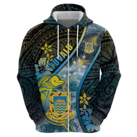 Personalised Tuvalu Zip Hoodie Dolphin On The Waves