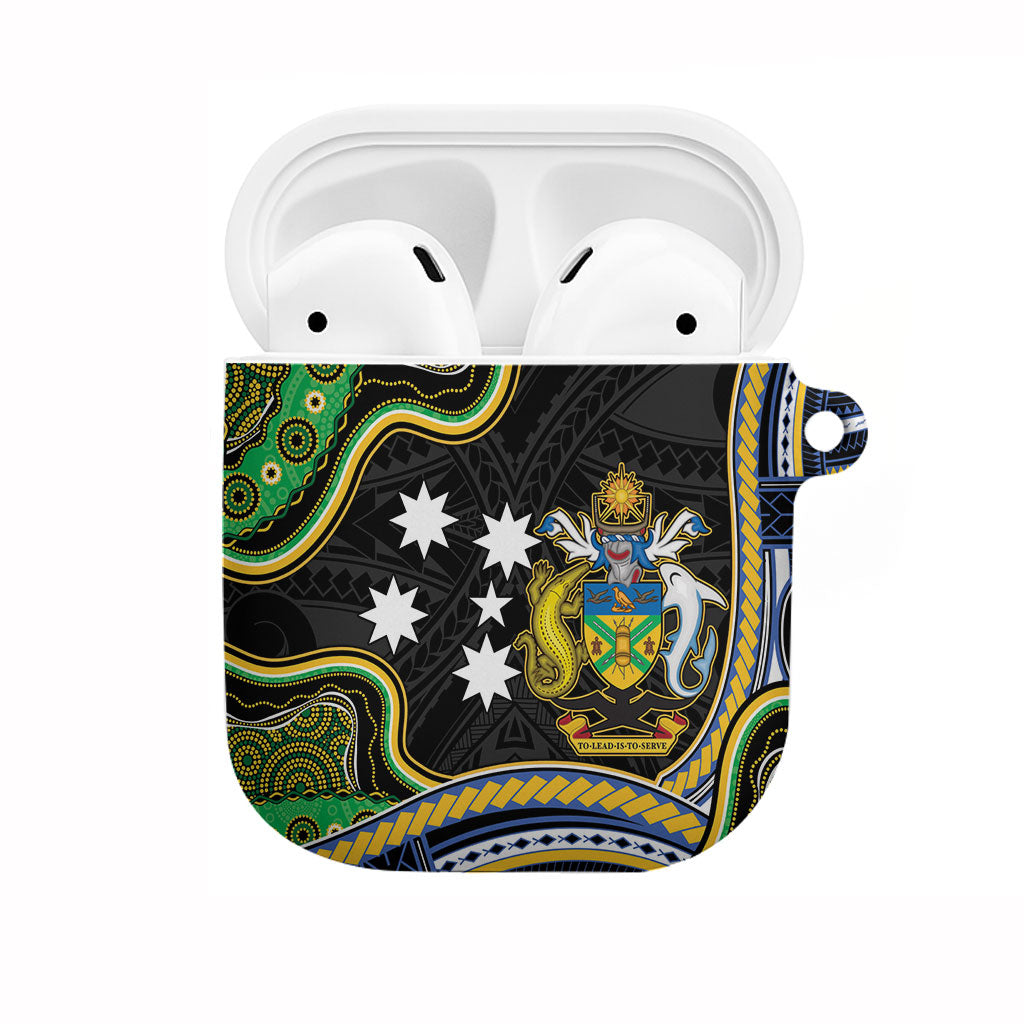 South Sea Islanders And Solomon Islands AirPods Case Solomons Coat Of Arms And Southern Cross DT05 Black - Polynesian Pride