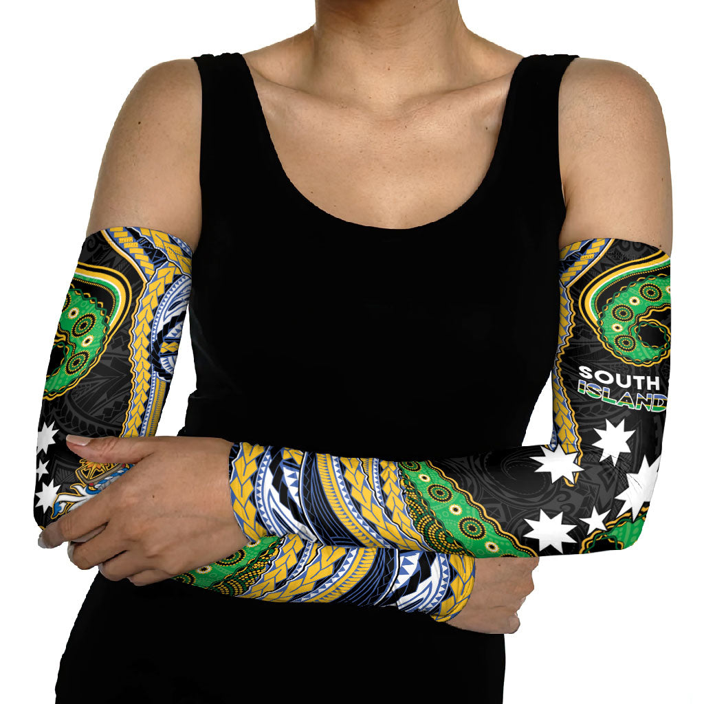 South Sea Islanders And Solomon Islands Arm Sleeves Solomons Coat Of Arms And Southern Cross DT05 - Polynesian Pride