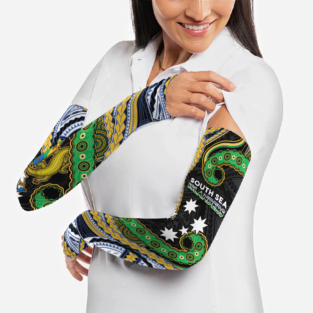South Sea Islanders And Solomon Islands Arm Sleeves Solomons Coat Of Arms And Southern Cross DT05 - Polynesian Pride