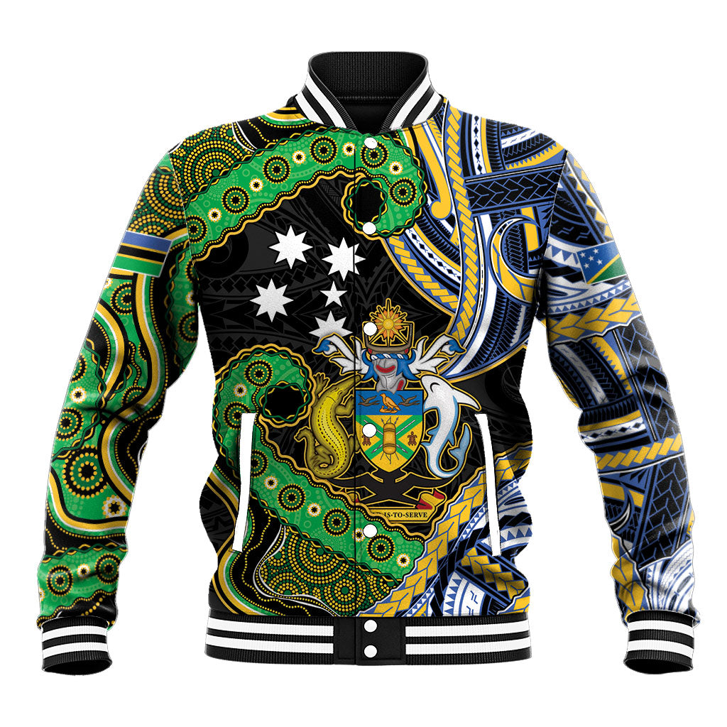 South Sea Islanders And Solomon Islands Baseball Jacket Solomons Coat Of Arms And Southern Cross DT05 Unisex Black - Polynesian Pride