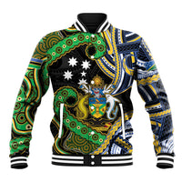 South Sea Islanders And Solomon Islands Baseball Jacket Solomons Coat Of Arms And Southern Cross DT05 Unisex Black - Polynesian Pride