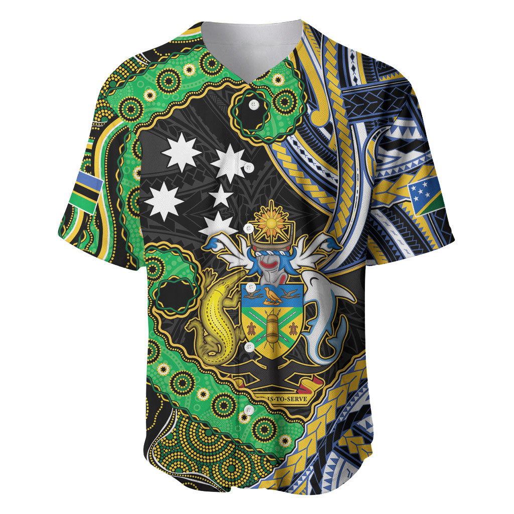 South Sea Islanders And Solomon Islands Baseball Jersey Solomons Coat Of Arms And Southern Cross DT05 Black - Polynesian Pride