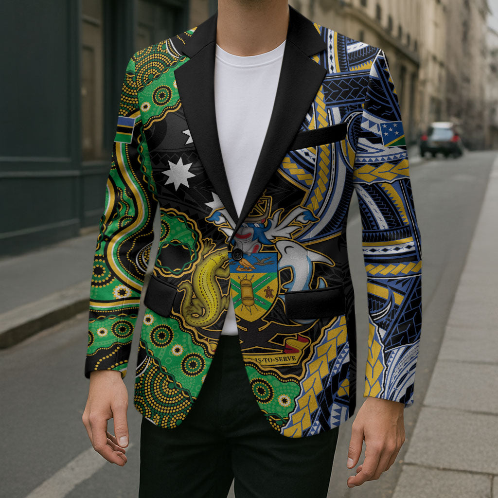 South Sea Islanders And Solomon Islands Blazer Solomons Coat Of Arms And Southern Cross DT05 - Polynesian Pride