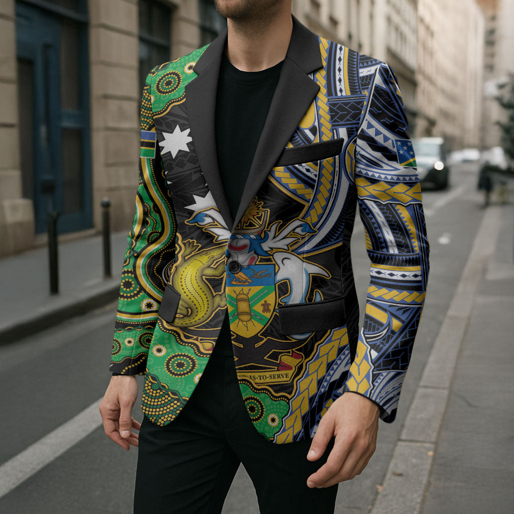 South Sea Islanders And Solomon Islands Blazer Solomons Coat Of Arms And Southern Cross DT05 - Polynesian Pride