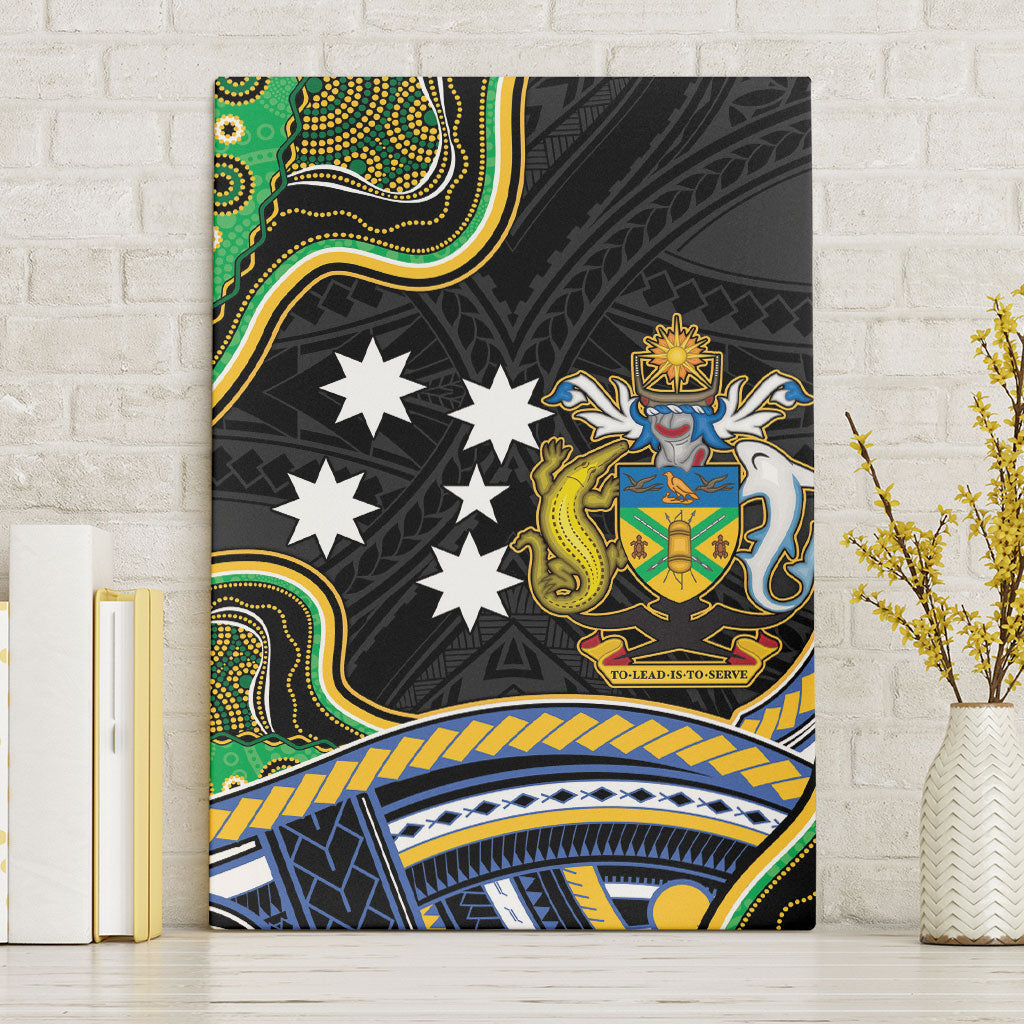 South Sea Islanders And Solomon Islands Canvas Wall Art Solomons Coat Of Arms And Southern Cross DT05 Without Frame Black - Polynesian Pride