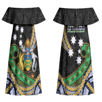 South Sea Islanders And Solomon Islands Couples Matching Off Shoulder Maxi Dress and Hawaiian Shirt Solomons Coat Of Arms And Southern Cross DT05 - Polynesian Pride