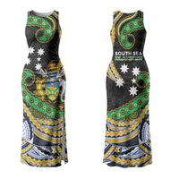 South Sea Islanders And Solomon Islands Couples Matching Tank Maxi Dress and Long Sleeve Button Shirt Solomons Coat Of Arms And Southern Cross DT05 - Polynesian Pride