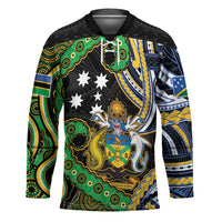 South Sea Islanders And Solomon Islands Hockey Jersey Solomons Coat Of Arms And Southern Cross DT05 Unisex Black - Polynesian Pride