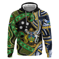 South Sea Islanders And Solomon Islands Hoodie Solomons Coat Of Arms And Southern Cross DT05 Pullover Hoodie Black - Polynesian Pride