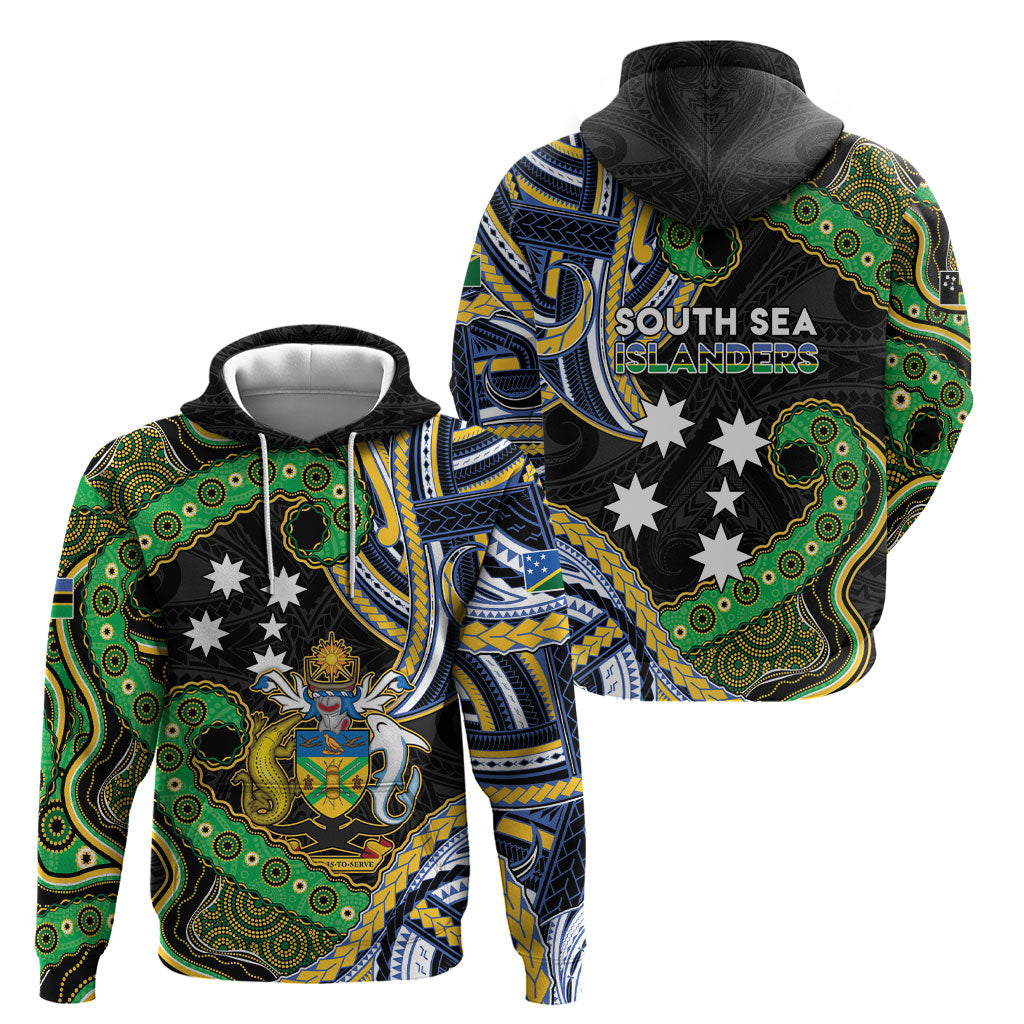 South Sea Islanders And Solomon Islands Hoodie Solomons Coat Of Arms And Southern Cross DT05 - Polynesian Pride