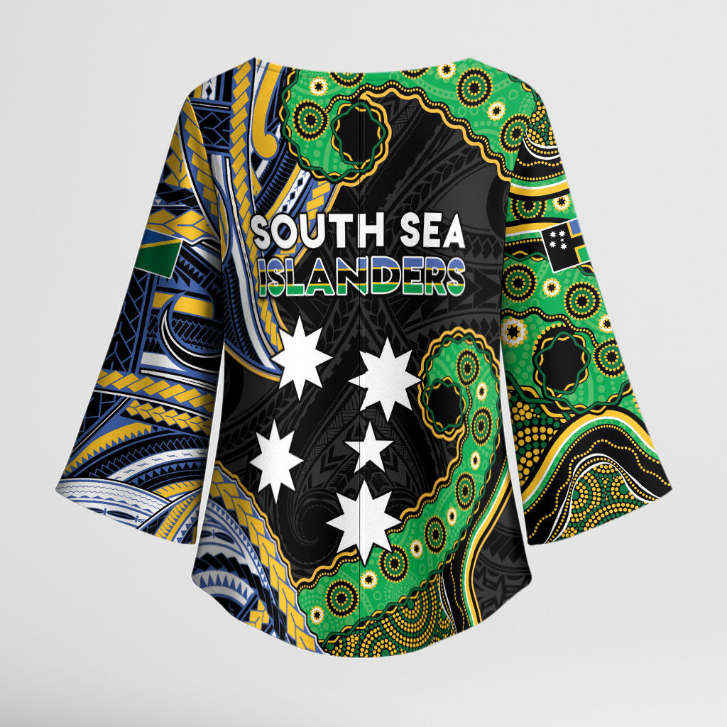 South Sea Islanders And Solomon Islands Kimono Sleeve Blouse Solomons Coat Of Arms And Southern Cross DT05 - Polynesian Pride