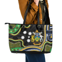 South Sea Islanders And Solomon Islands Leather Tote Bag Solomons Coat Of Arms And Southern Cross DT05 - Polynesian Pride