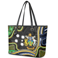 South Sea Islanders And Solomon Islands Leather Tote Bag Solomons Coat Of Arms And Southern Cross DT05 - Polynesian Pride