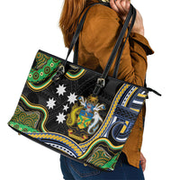 South Sea Islanders And Solomon Islands Leather Tote Bag Solomons Coat Of Arms And Southern Cross DT05 - Polynesian Pride