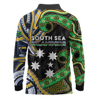 South Sea Islanders And Solomon Islands Long Sleeve Polo Shirt Solomons Coat Of Arms And Southern Cross DT05 - Polynesian Pride