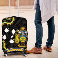 South Sea Islanders And Solomon Islands Luggage Cover Solomons Coat Of Arms And Southern Cross DT05 Black - Polynesian Pride