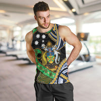 South Sea Islanders And Solomon Islands Men Tank Top Solomons Coat Of Arms And Southern Cross DT05 Black - Polynesian Pride