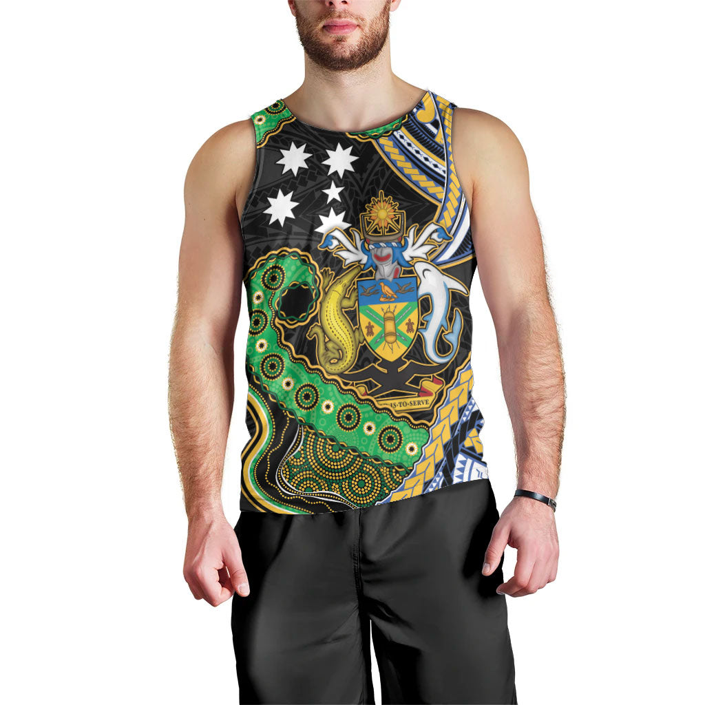 South Sea Islanders And Solomon Islands Men Tank Top Solomons Coat Of Arms And Southern Cross DT05 - Polynesian Pride