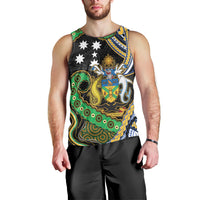 South Sea Islanders And Solomon Islands Men Tank Top Solomons Coat Of Arms And Southern Cross DT05 - Polynesian Pride