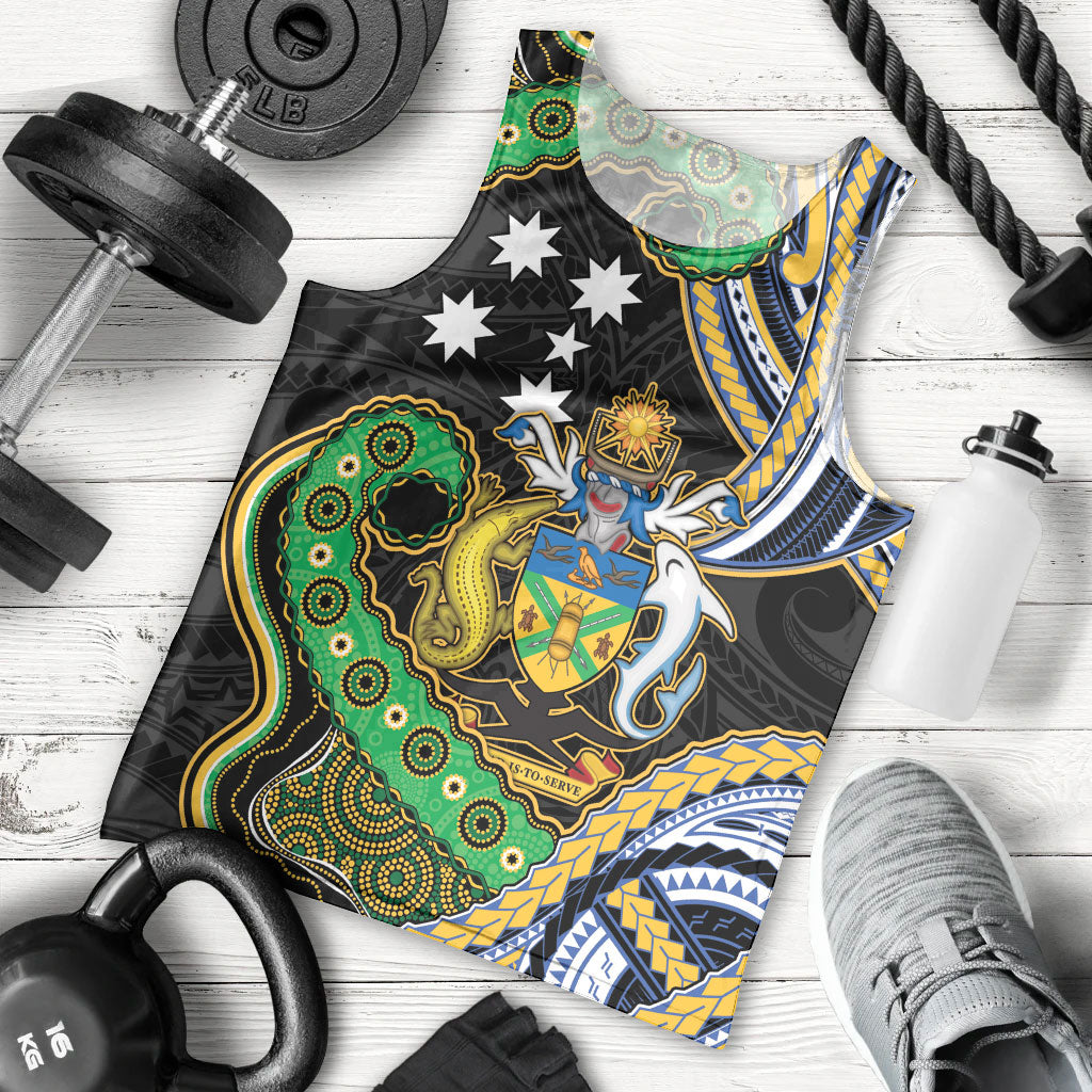 South Sea Islanders And Solomon Islands Men Tank Top Solomons Coat Of Arms And Southern Cross DT05 - Polynesian Pride
