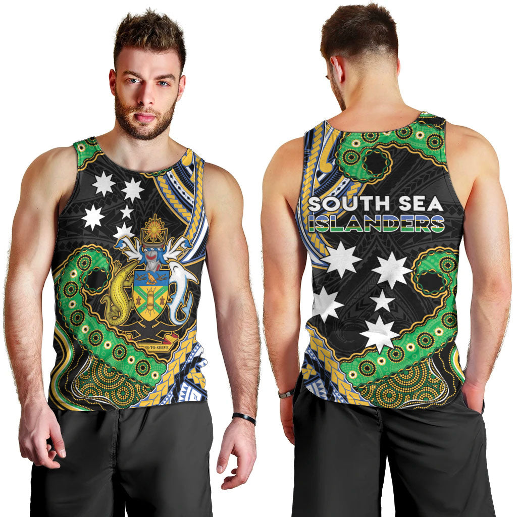 South Sea Islanders And Solomon Islands Men Tank Top Solomons Coat Of Arms And Southern Cross DT05 - Polynesian Pride