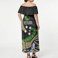 South Sea Islanders And Solomon Islands Off Shoulder Maxi Dress Solomons Coat Of Arms And Southern Cross DT05 - Polynesian Pride