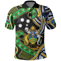 South Sea Islanders And Solomon Islands Polo Shirt Solomons Coat Of Arms And Southern Cross DT05 Black - Polynesian Pride