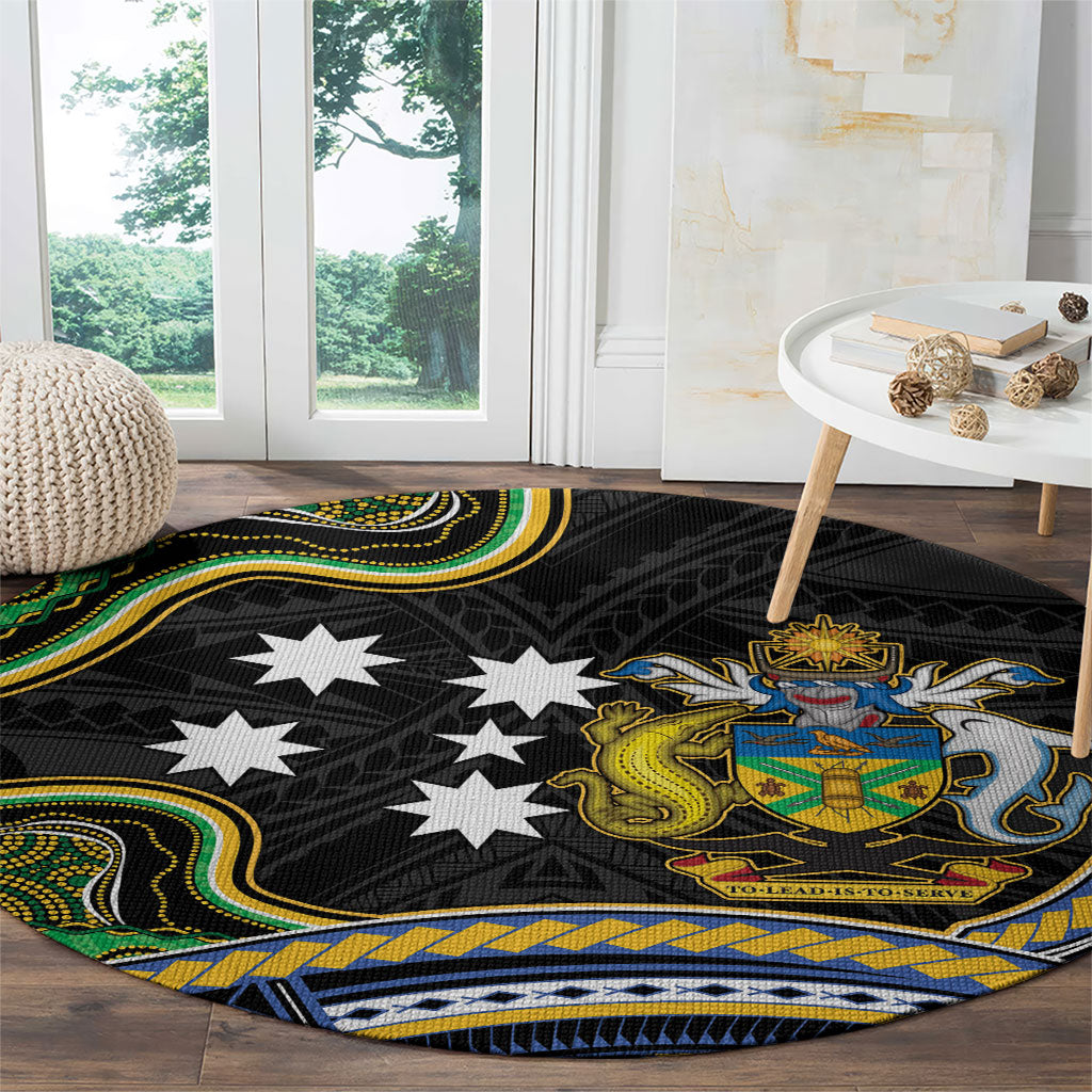 South Sea Islanders And Solomon Islands Round Carpet Solomons Coat Of Arms And Southern Cross DT05 - Polynesian Pride