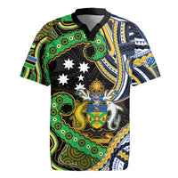 South Sea Islanders And Solomon Islands Rugby Jersey Solomons Coat Of Arms And Southern Cross DT05 Black - Polynesian Pride