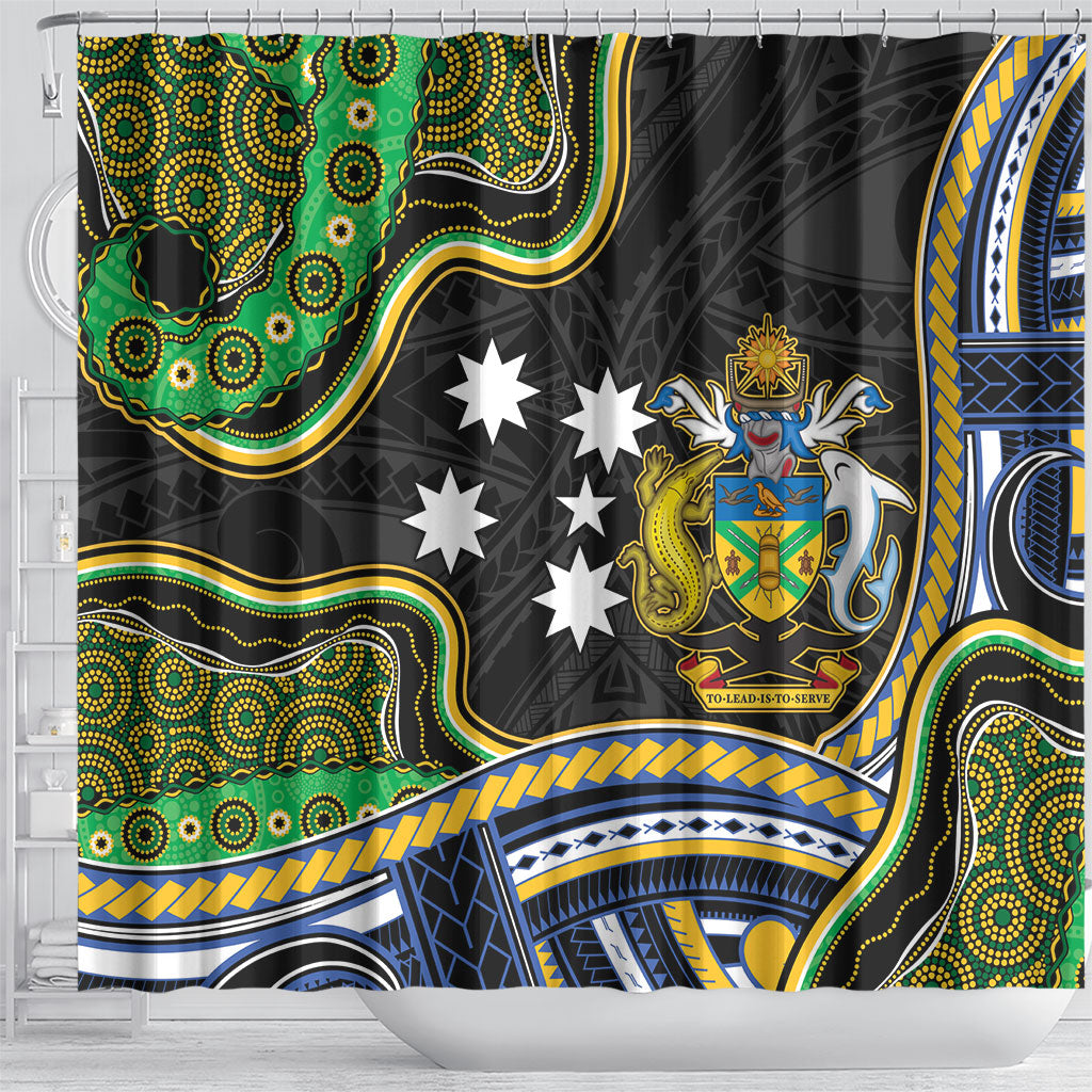 South Sea Islanders And Solomon Islands Shower Curtain Solomons Coat Of Arms And Southern Cross DT05 - Polynesian Pride