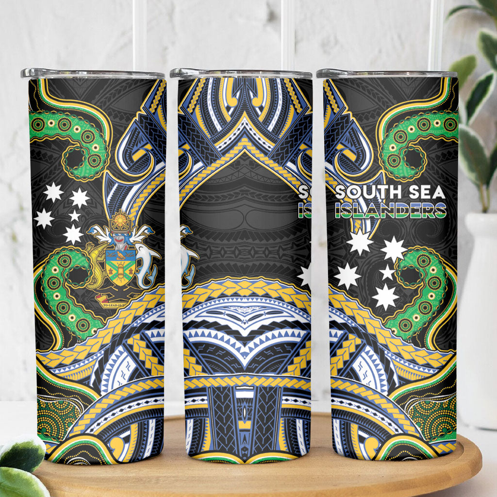South Sea Islanders And Solomon Islands Skinny Tumbler Solomons Coat Of Arms And Southern Cross DT05 - Polynesian Pride