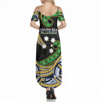 South Sea Islanders And Solomon Islands Summer Maxi Dress Solomons Coat Of Arms And Southern Cross DT05 - Polynesian Pride