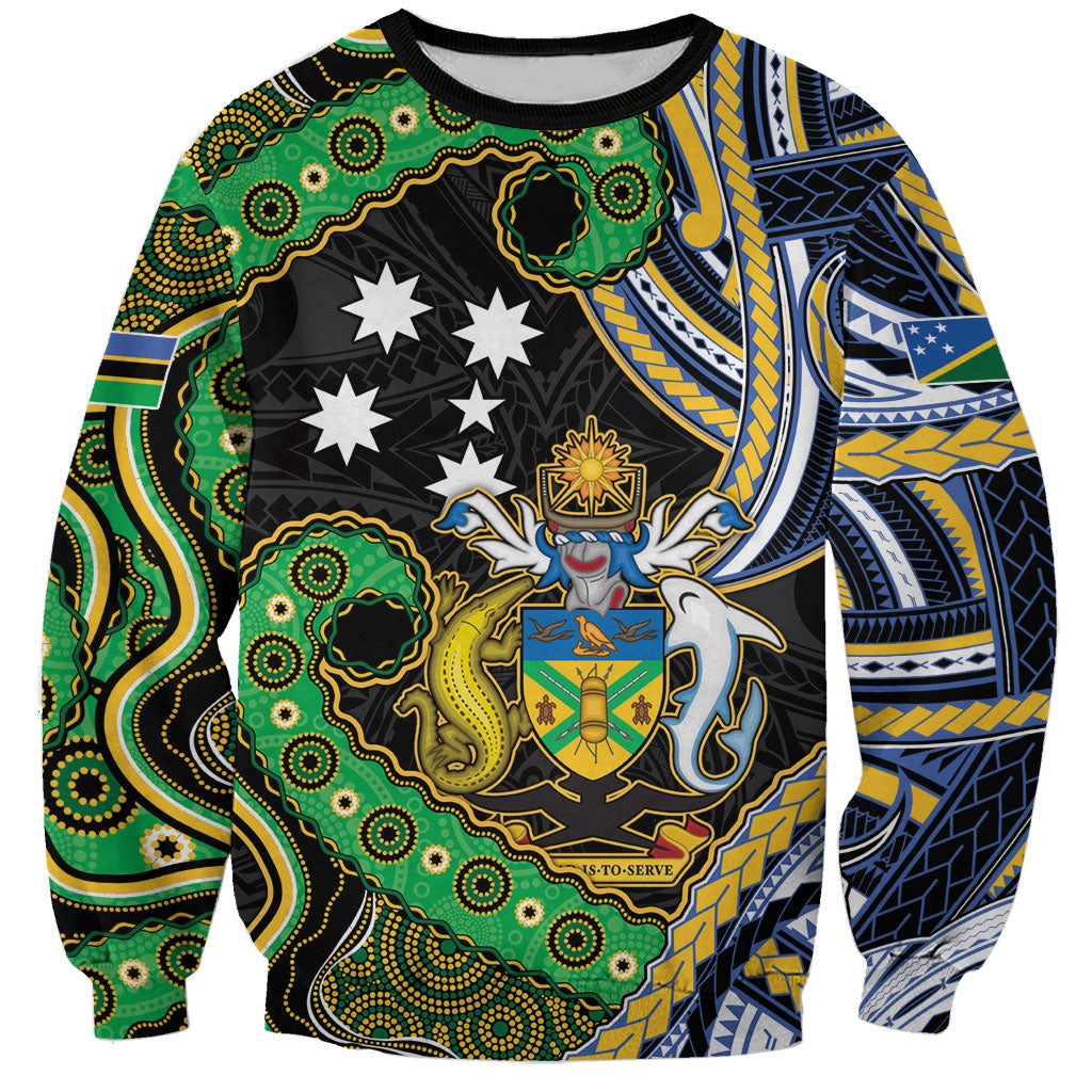 South Sea Islanders And Solomon Islands Sweatshirt Solomons Coat Of Arms And Southern Cross DT05 Unisex Black - Polynesian Pride