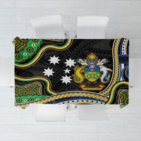 South Sea Islanders And Solomon Islands Tablecloth Solomons Coat Of Arms And Southern Cross DT05 Black - Polynesian Pride