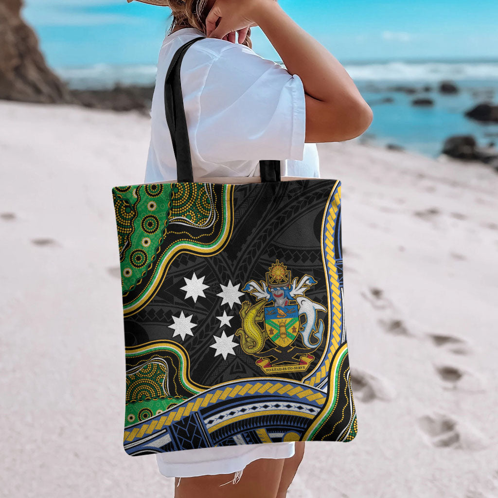 South Sea Islanders And Solomon Islands Tote Bag Solomons Coat Of Arms And Southern Cross DT05 - Polynesian Pride