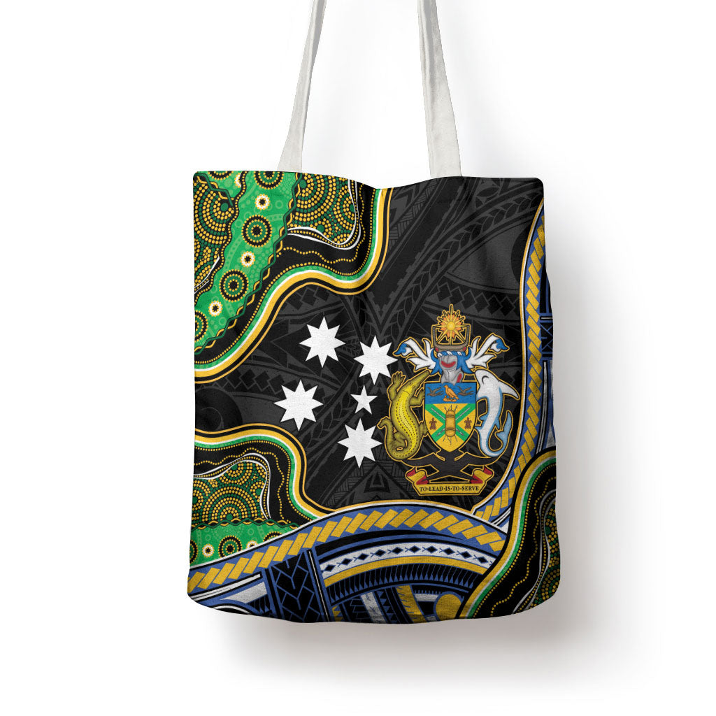 South Sea Islanders And Solomon Islands Tote Bag Solomons Coat Of Arms And Southern Cross DT05 - Polynesian Pride