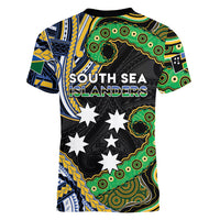 South Sea Islanders And Solomon Islands Women V-Neck T-Shirt Solomons Coat Of Arms And Southern Cross DT05 - Polynesian Pride