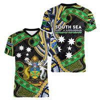 South Sea Islanders And Solomon Islands Women V-Neck T-Shirt Solomons Coat Of Arms And Southern Cross DT05 - Polynesian Pride