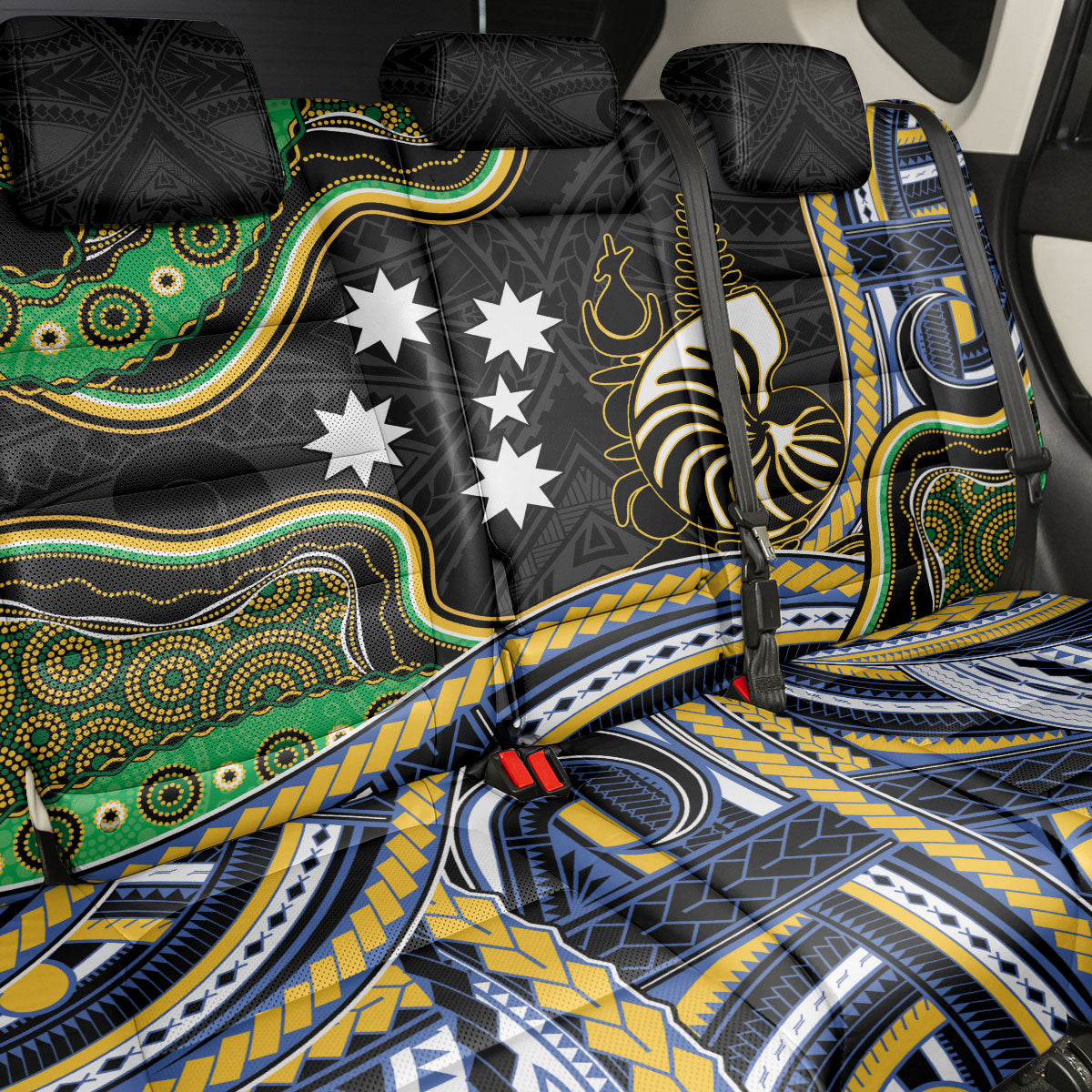 South Sea Islanders And New Caledonia Back Car Seat Cover Nautilus Shell Southern Cross Tribal Pattern DT05 - Polynesian Pride