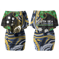 South Sea Islanders And New Caledonia Couples Matching Off Shoulder Short Dress and Hawaiian Shirt Nautilus Shell Southern Cross Tribal Pattern DT05 - Polynesian Pride