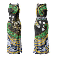 South Sea Islanders And New Caledonia Couples Matching Tank Maxi Dress and Long Sleeve Button Shirt Nautilus Shell Southern Cross Tribal Pattern DT05 - Polynesian Pride