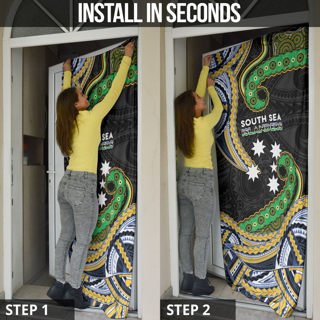 South Sea Islanders And New Caledonia Door Cover Nautilus Shell Southern Cross Tribal Pattern DT05 - Polynesian Pride