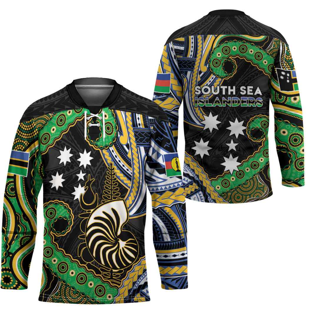 South Sea Islanders And New Caledonia Hockey Jersey Nautilus Shell Southern Cross Tribal Pattern DT05 - Polynesian Pride