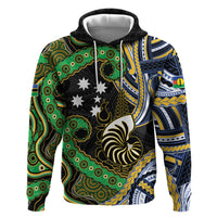 South Sea Islanders And New Caledonia Hoodie Nautilus Shell Southern Cross Tribal Pattern DT05 Pullover Hoodie Black - Polynesian Pride
