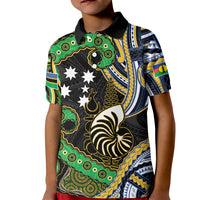South Sea Islanders And New Caledonia Kid Polo Shirt Nautilus Shell Southern Cross Tribal Pattern DT05 Kid Black - Polynesian Pride