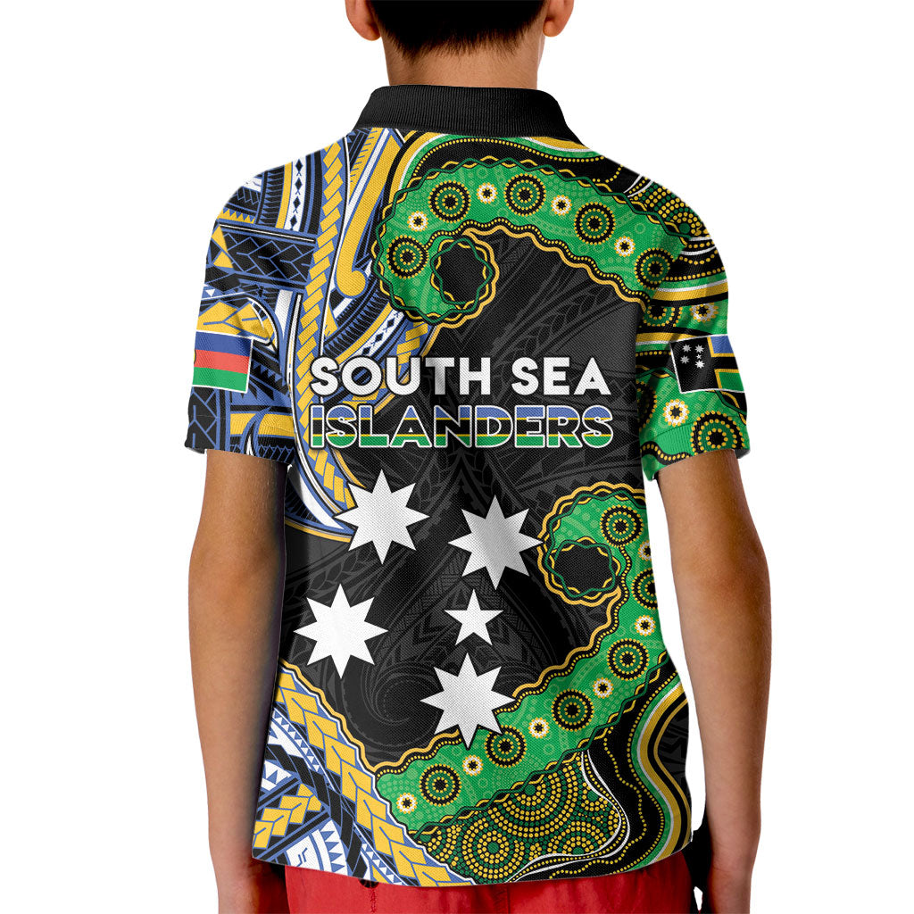 South Sea Islanders And New Caledonia Kid Polo Shirt Nautilus Shell Southern Cross Tribal Pattern DT05 - Polynesian Pride