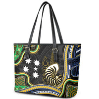 South Sea Islanders And New Caledonia Leather Tote Bag Nautilus Shell Southern Cross Tribal Pattern DT05 - Polynesian Pride