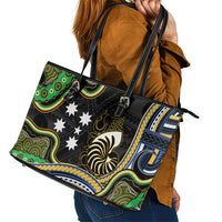 South Sea Islanders And New Caledonia Leather Tote Bag Nautilus Shell Southern Cross Tribal Pattern DT05 - Polynesian Pride