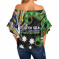 South Sea Islanders And New Caledonia Off Shoulder Wrap Waist Top Nautilus Shell Southern Cross Tribal Pattern DT05 - Polynesian Pride